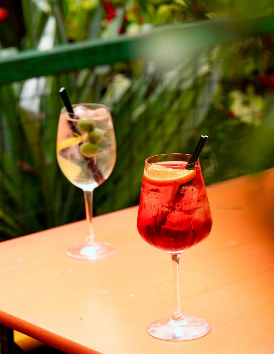 Cocktails on a table