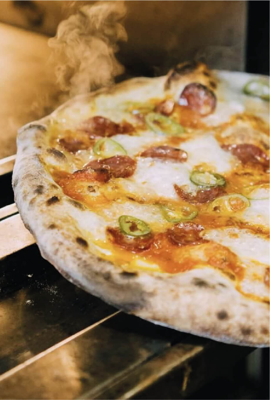 Fresh pizza straight from the oven