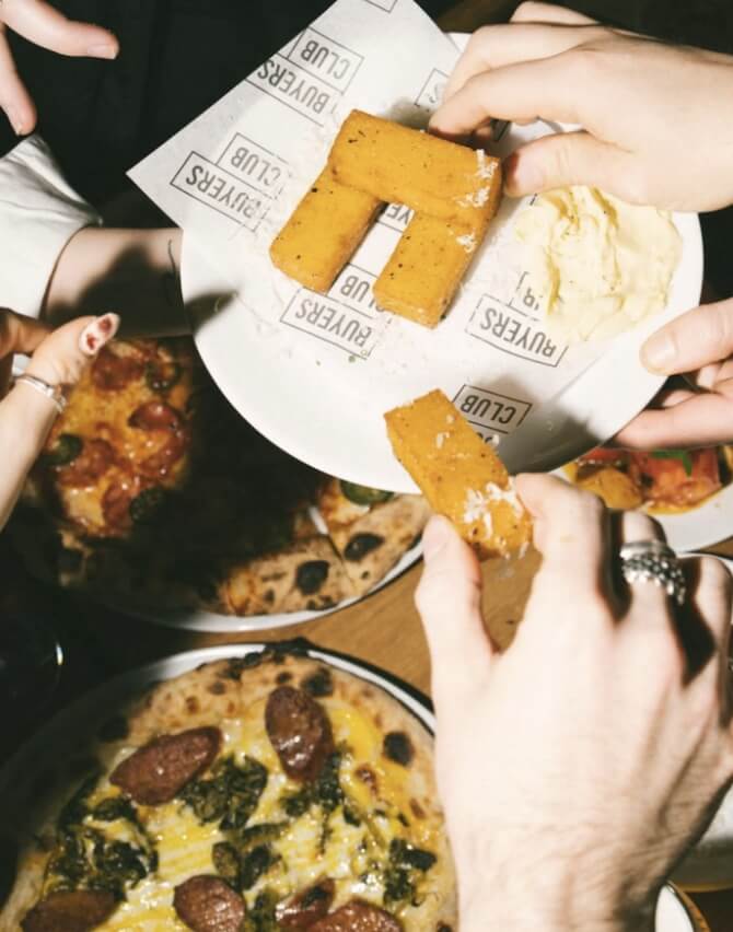 People enjoying food at BC